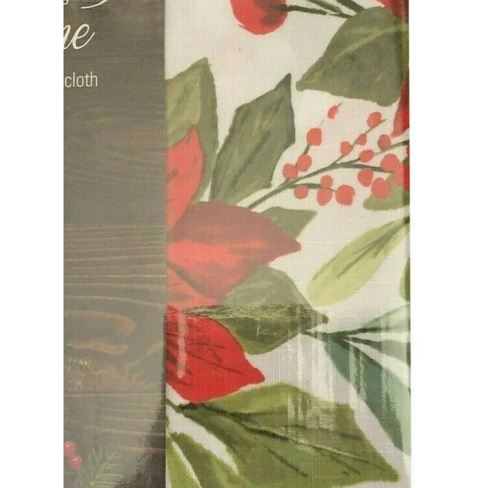 Christmas Poinsettia Flourish Tablecloth 60x120